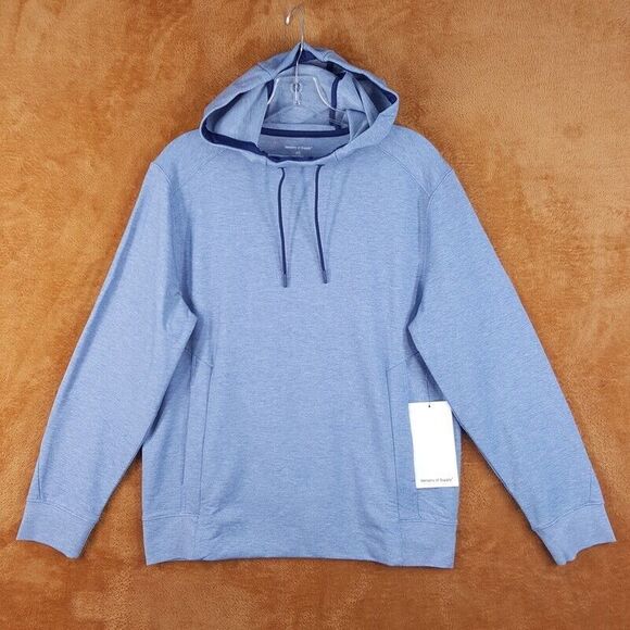 MINISTRY OF SUPPLY Mens Hoodie XS Blue Pullover Sweatshirt FUSION TERRY Stretch